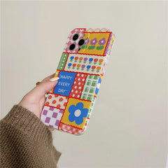 Funda para iPhone con diseño de cuadros de flores