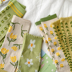 Socken mit Blumenmuster, 5er-Pack