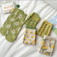 Socken mit Blumenmuster, 5er-Pack