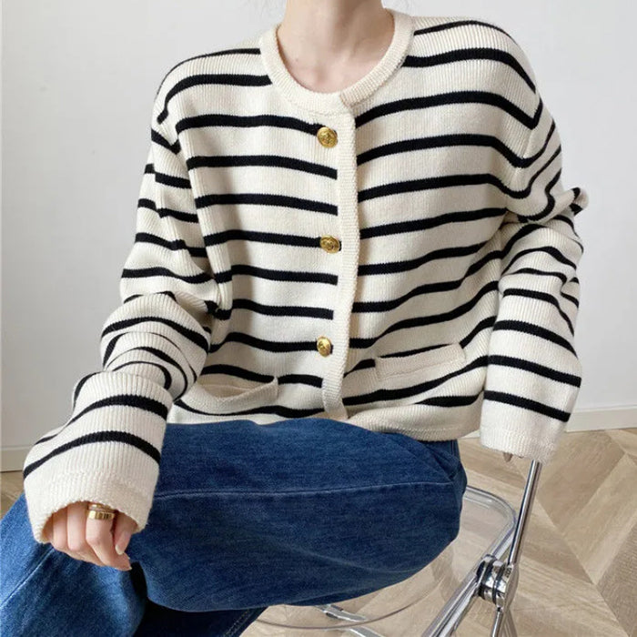 French Girl Striped Cardigan