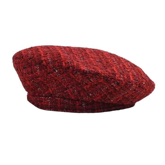 French Girl Aesthetic Tweed Beret