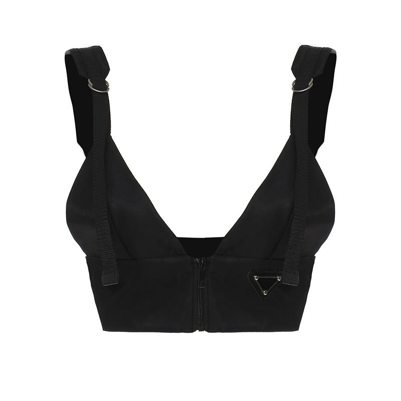 Danger Zone Front Zip Buckle Top