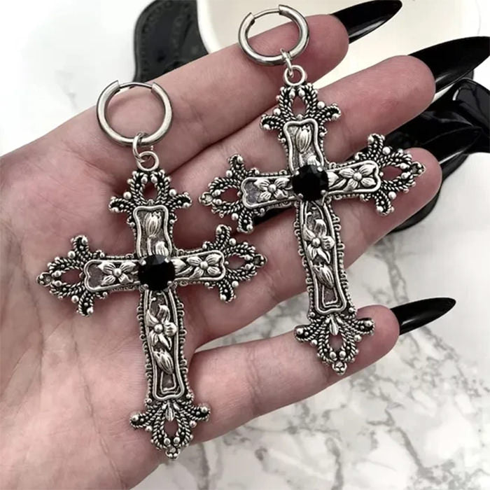 Gothic Aesthetic Cross Earrings