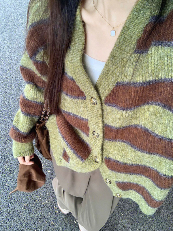 Local Coffee Shop Striped Cardigan