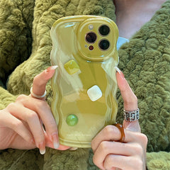 Funda para iPhone con gemas verde salvia