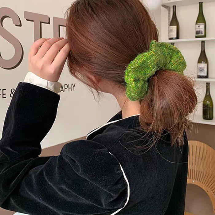 Green Tweed Scrunchie