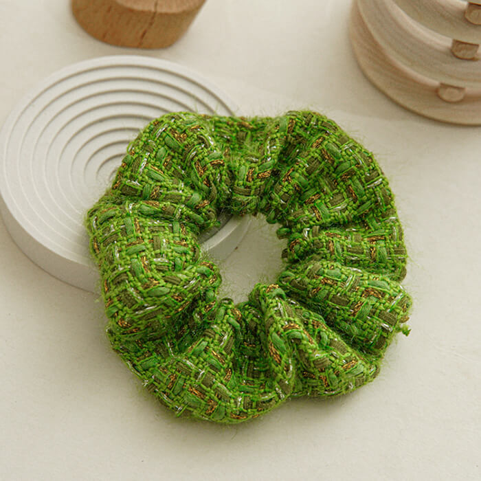 Green Tweed Scrunchie