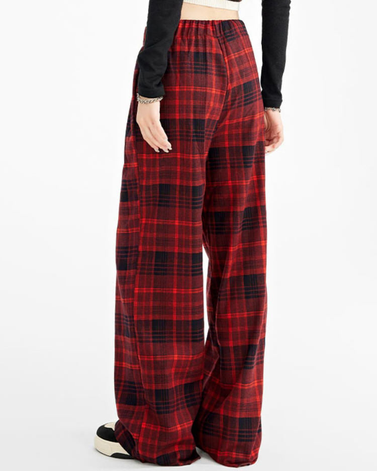 Grunge Plaid Pants in Red