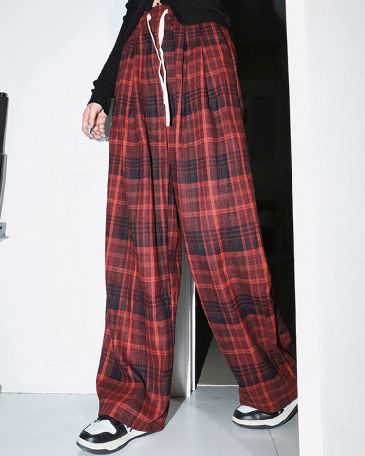 Grunge Plaid Pants in Red