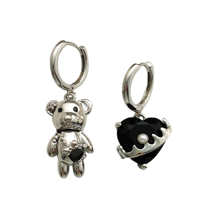 Grunge Bear Heart Earrings