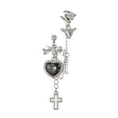 Grunge Aesthetic Heart Cross Ear Cuff