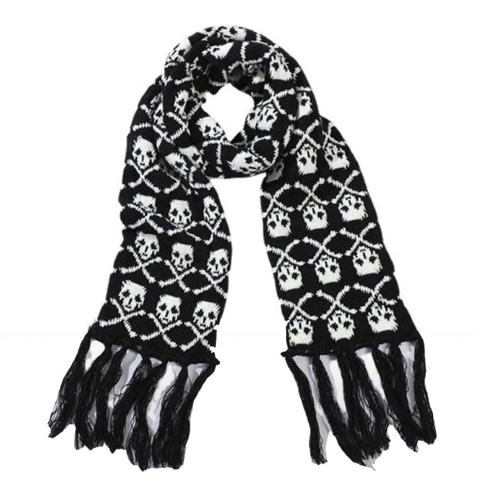 Bufanda de punto con calavera grunge