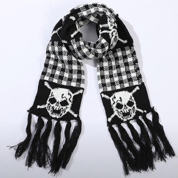 Bufanda de punto con calavera grunge