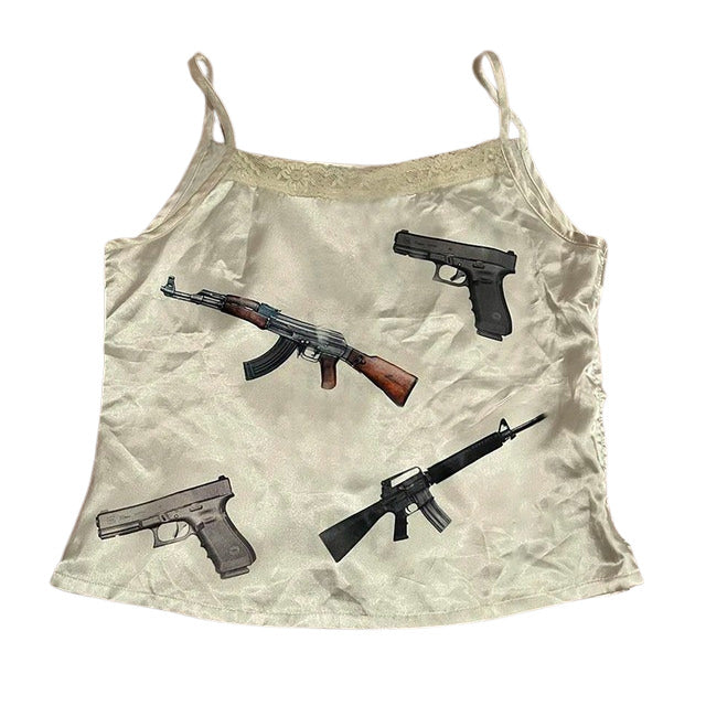 Tanktop „Love Roulette Gun“ in Weiß