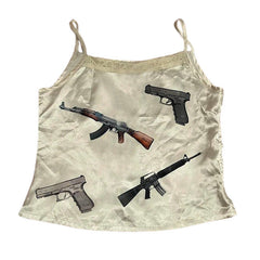 Love Roulette Gun Tank Top in White