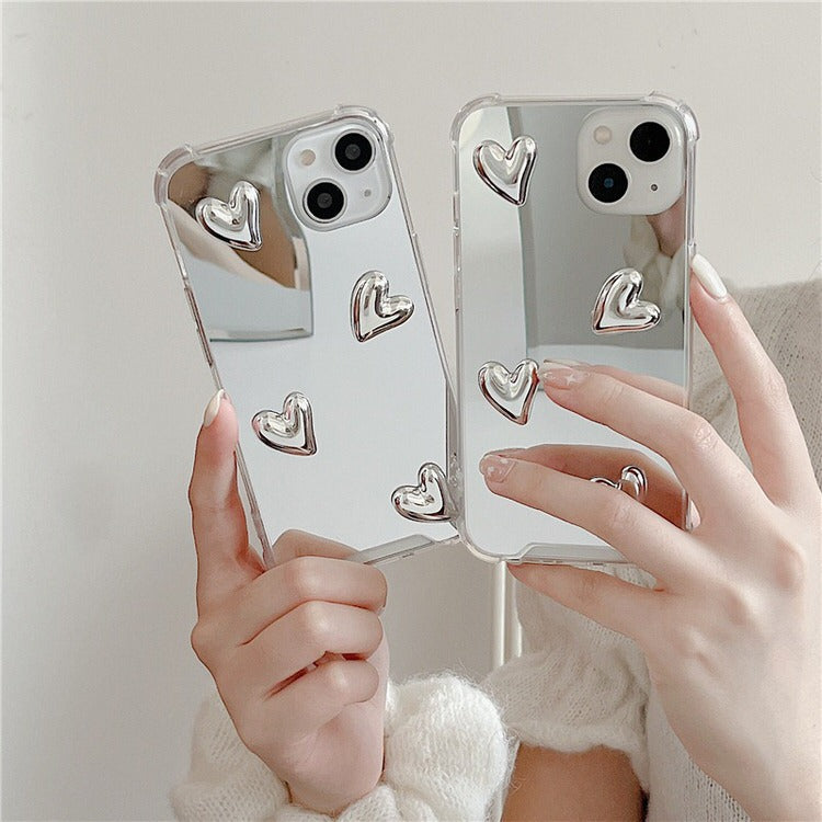 Funda para iPhone con espejo de corazones