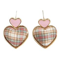 Pendientes de tweed con forma de corazón