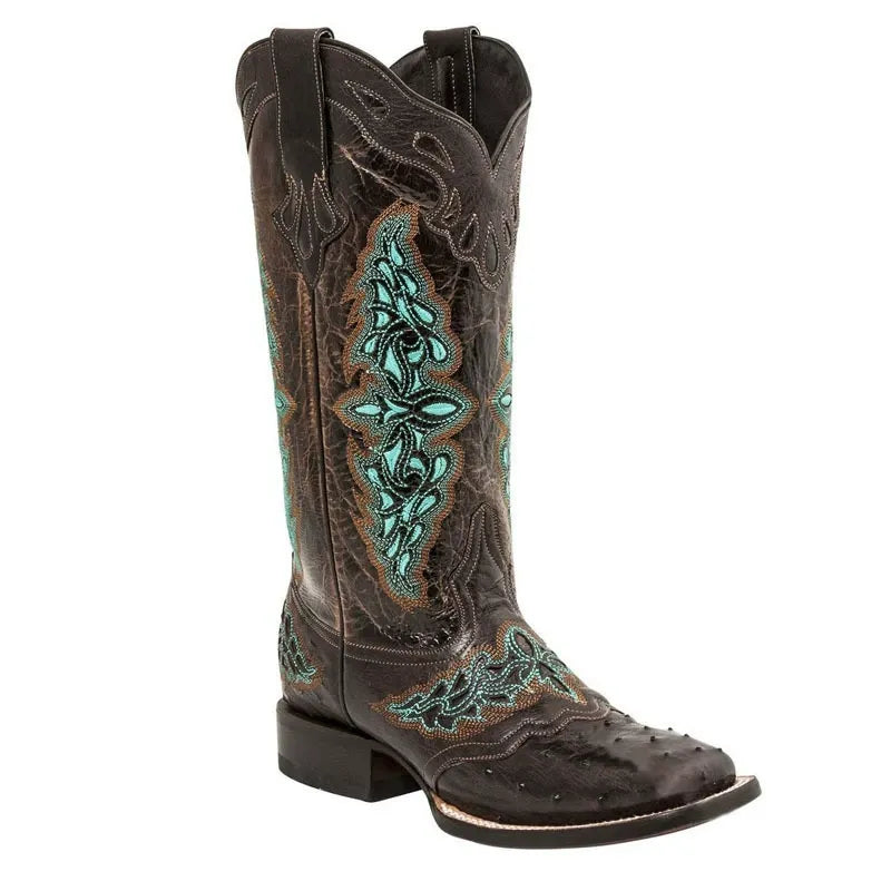 Botas de mujer retro talladas a mano 