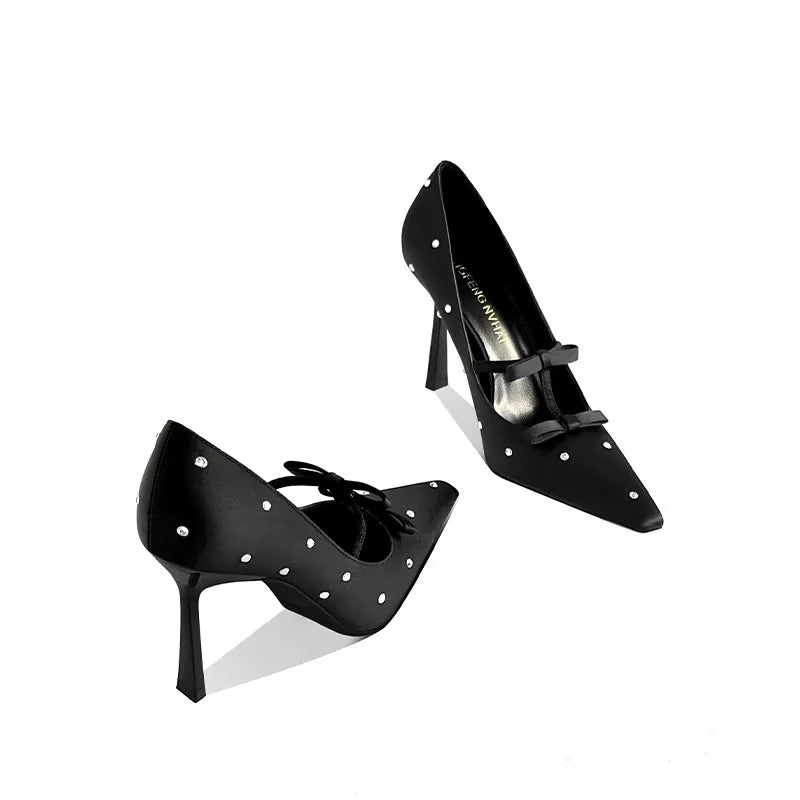 Bowknot Rhinestone High Heels