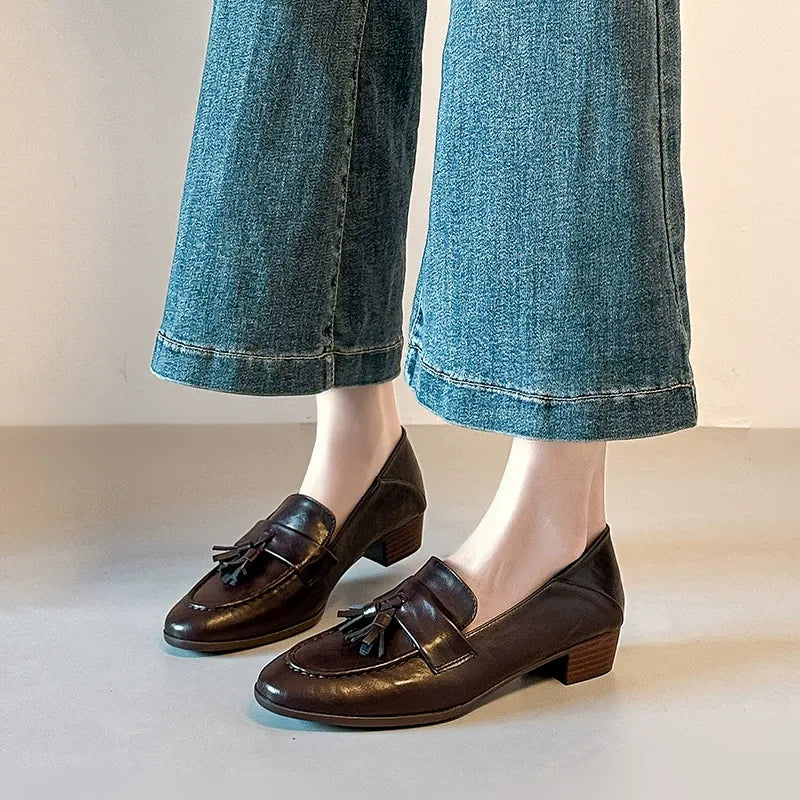 Retro Tassels Loafers Round Toe