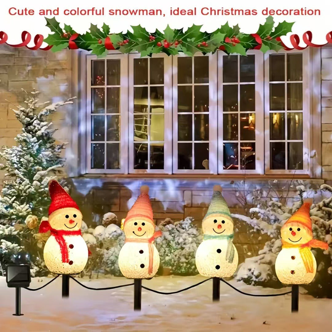 Solar-Powered Snowman Lamp