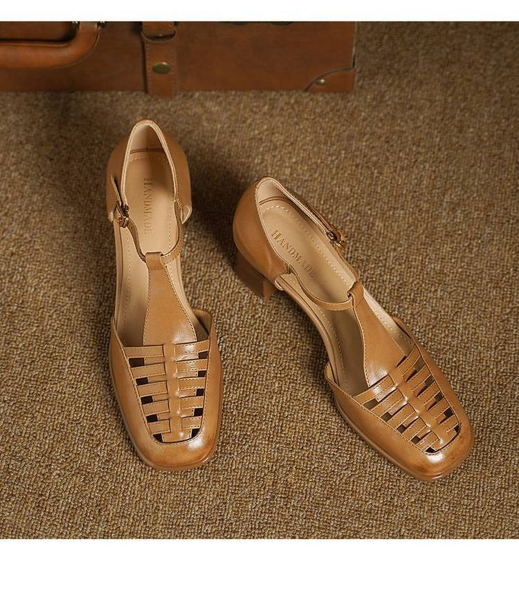 Sandalias de gladiador con tiras en T suaves hechas a mano