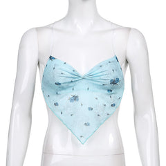 Top con bufanda azul Y2K