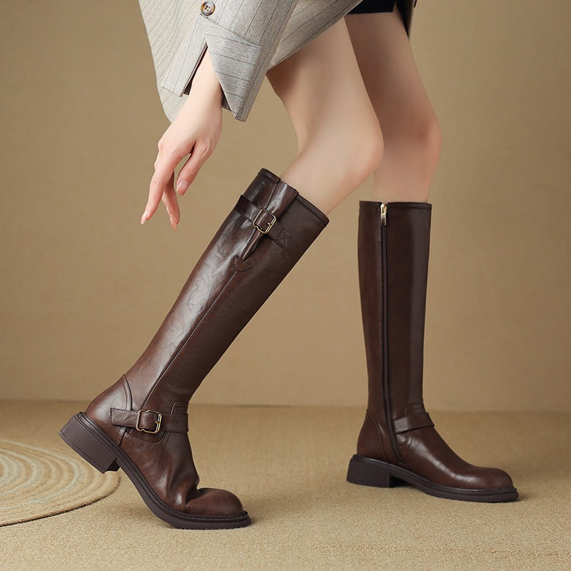 Round-Toe Leather Boots