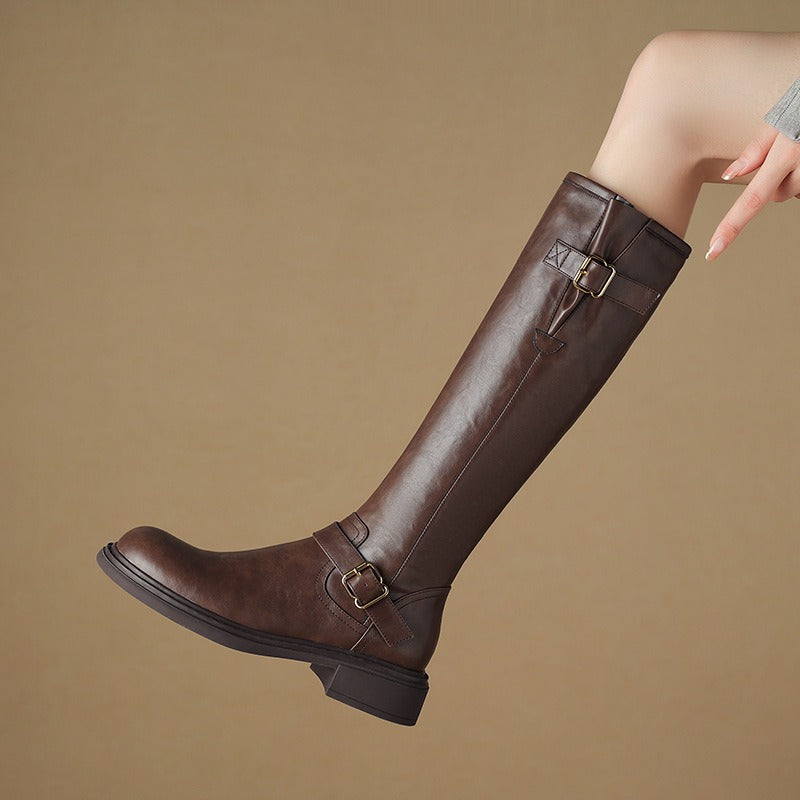 Round-Toe Leather Boots