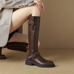 Round-Toe Leather Boots