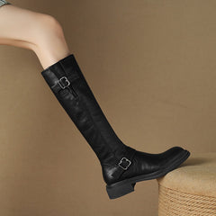 Round-Toe Leather Boots