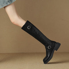 Round-Toe Leather Boots