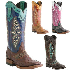 Botas de mujer retro talladas a mano 