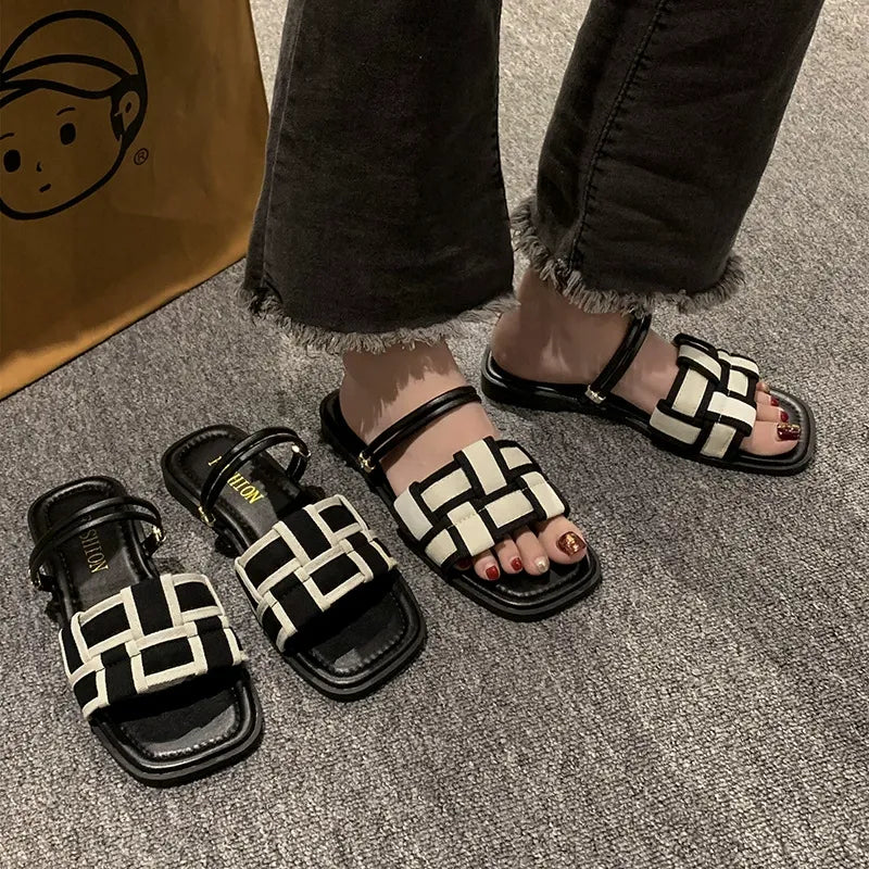 Sandalias casuales de plataforma con tiras cruzadas 