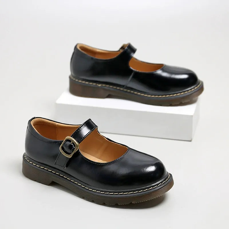 Handmade Retro Matte Flat Mary Jane Round Toe
