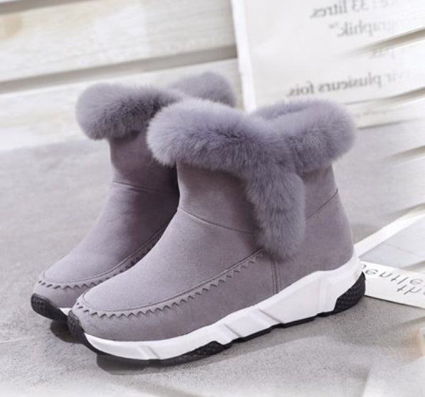 Botas de nieve cálidas con plataforma de patchwork decoradas con piel sintética 