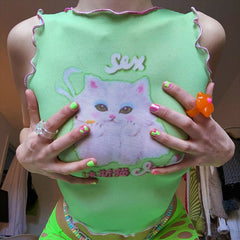 Y2K Kitty Crop Top