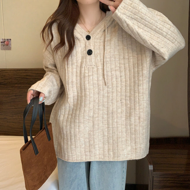 Mocha Knit Button Up Hoodie