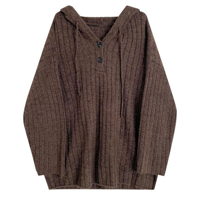 Mocha Knit Button Up Hoodie