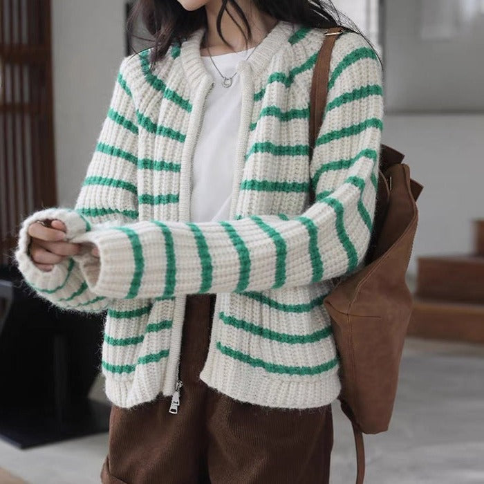 French Mood Striped Cardigan