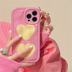 Funda para iPhone con diseño de corazón de estética coreana