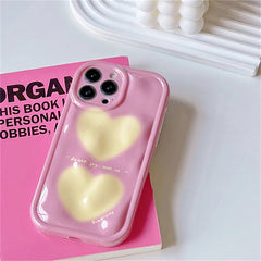 Funda para iPhone con diseño de corazón de estética coreana