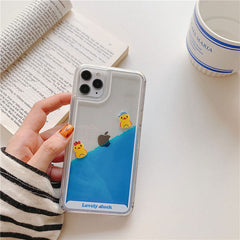 Funda líquida para iPhone con diseño de patos flotantes