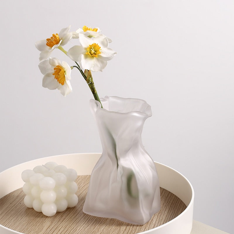 Crumpled Paper Glass Flower Vase