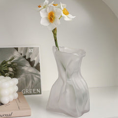 Crumpled Paper Glass Flower Vase