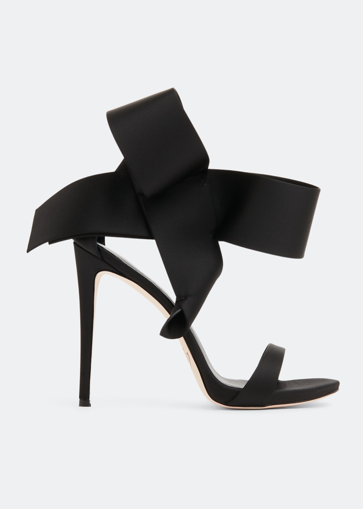 Bow Strap Stiletto Sandals - Black