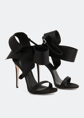 Bow Strap Stiletto Sandals - Black