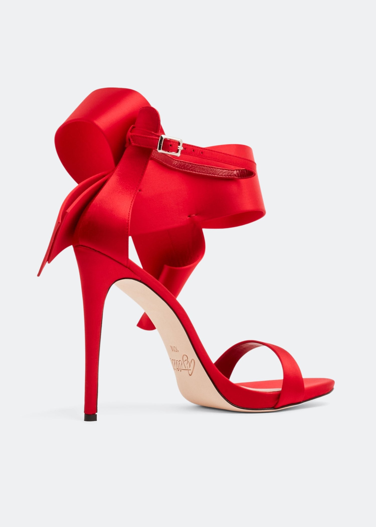 Bow Strap Stiletto Sandals - Red