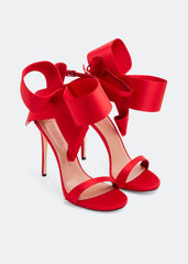 Bow Strap Stiletto Sandals - Red