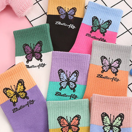 Pastel Butterfly Socks